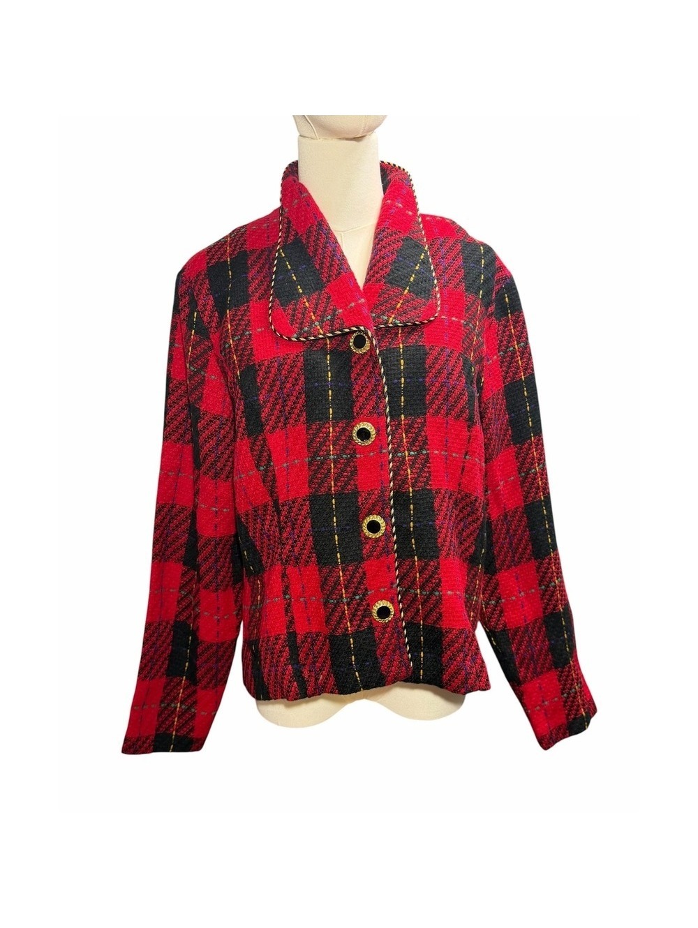 Vintage Lindsey Scott Plaid multi color blazer size 12